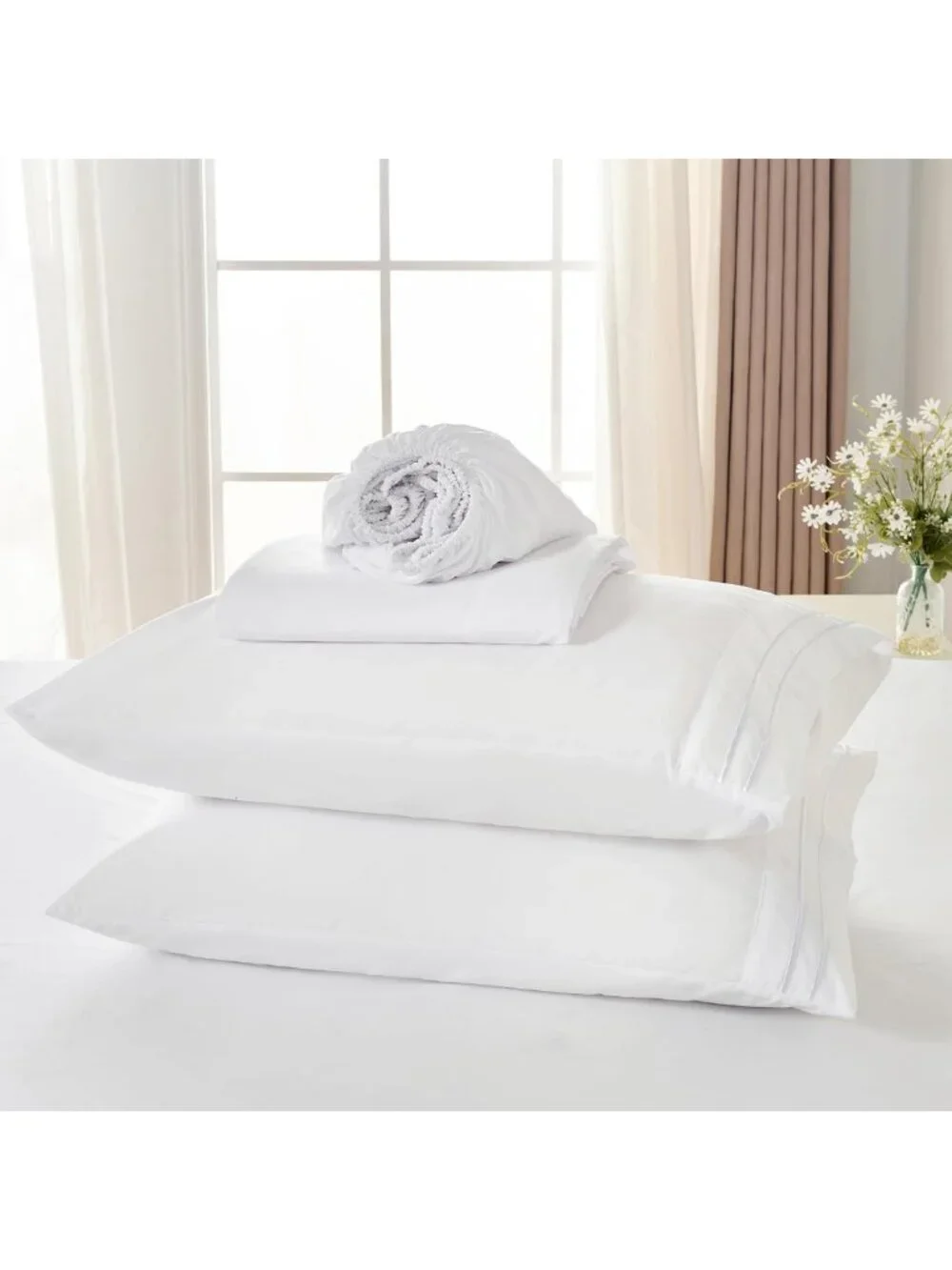 Soft White Queen Sheet Set - 4 Pieces, Breathable & Cooling, Deep Pocket Bedding